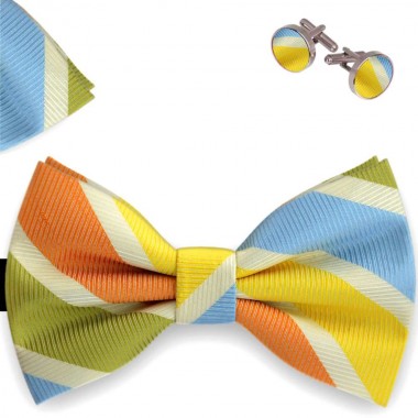 Set papion barbati, batista, butoni,  colorat, embosat